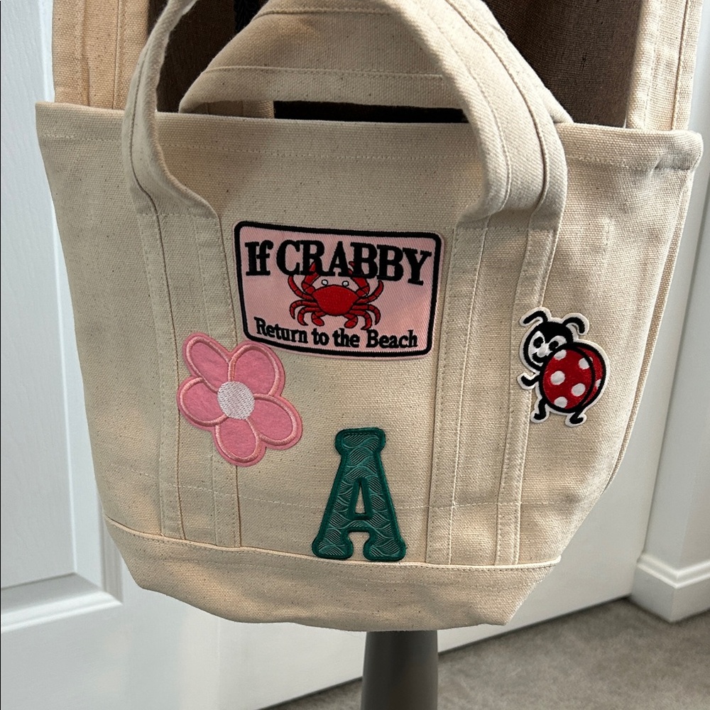 NWT Custom Harper Canvas Tote with Fun Patches 🥰